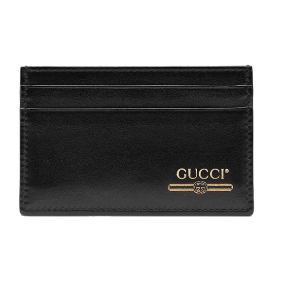 The Gucci Leather Gold Logo Card Holder $485 - Picture 1 of 6